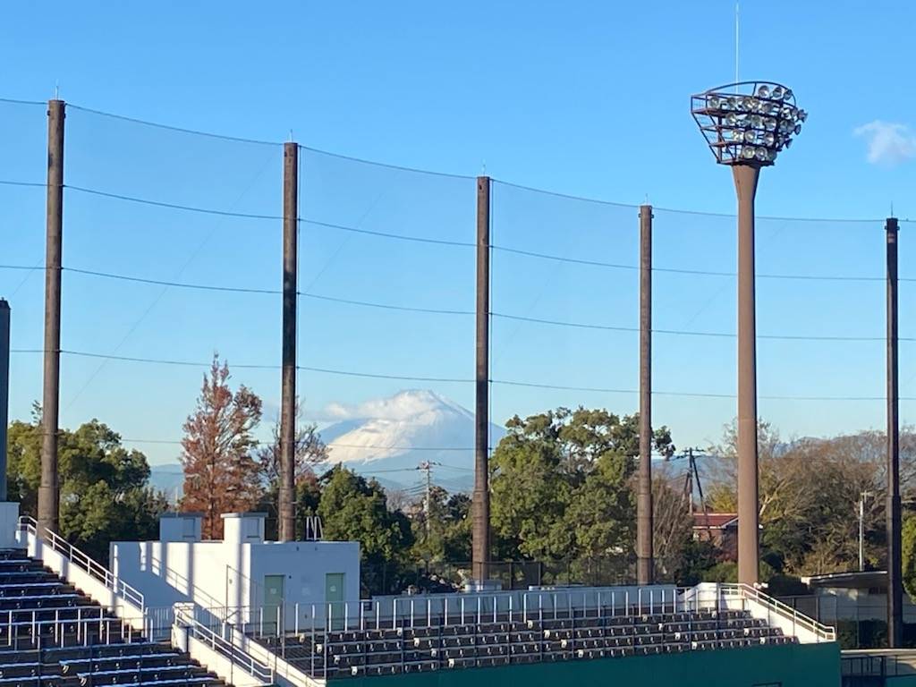 野球場は広くて寒い!の写真