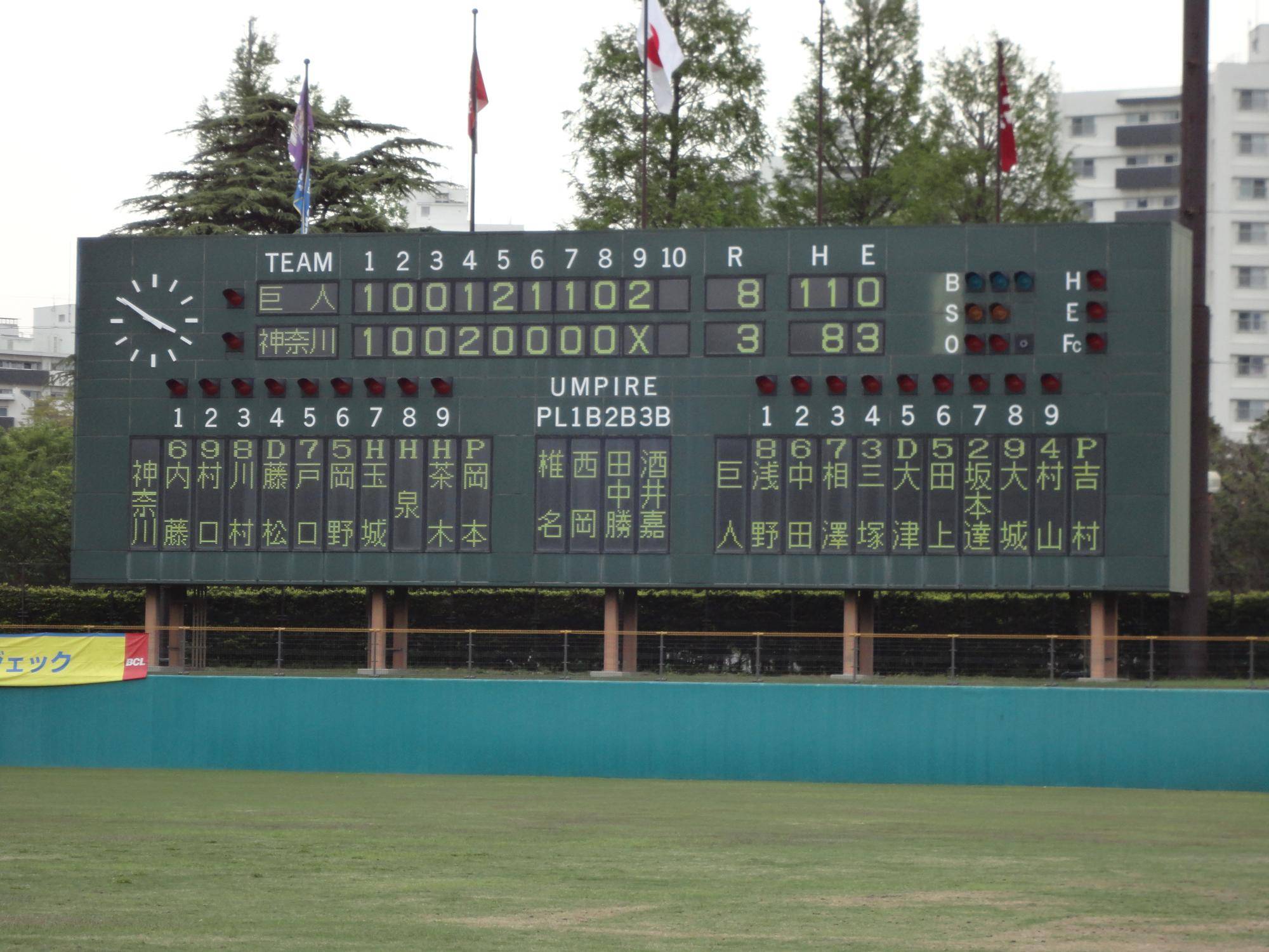 神奈川フューチャードリームス VS 巨人三軍の試合結果についての写真
