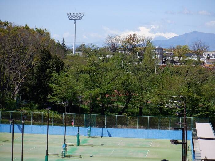 歩道橋から見える富士山(4/19)の写真