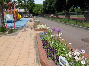 第一レスト前レンガ花壇