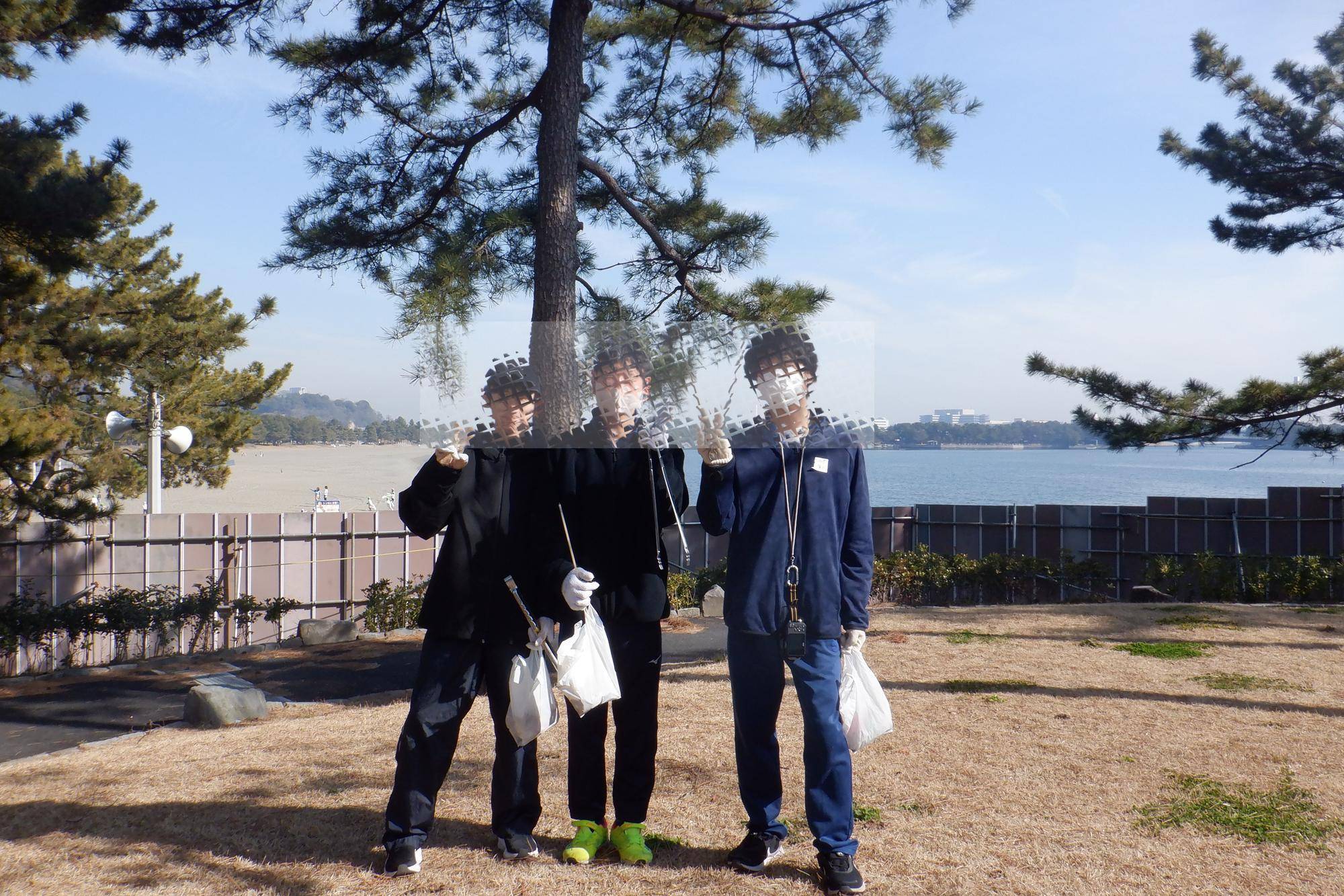 海の公園での職場体験の写真