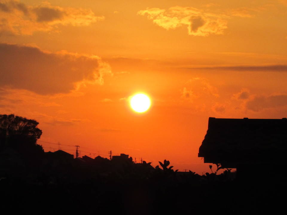 山手公園から見た夕日の写真