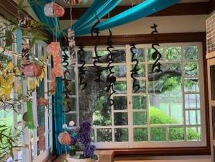 テニス発祥記念館に七夕の飾りつけをしました