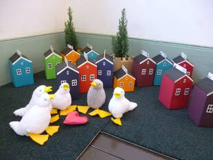 バレンタイン装飾「ハートを届けに・・・」