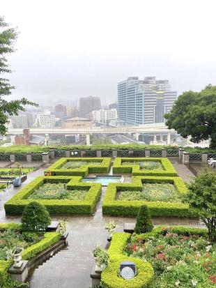 外交官の家　雨の日のお庭清掃