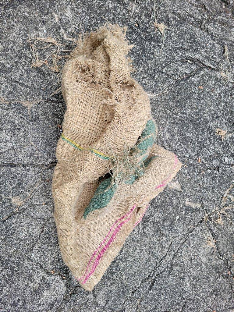 雪雄にボロボロにされた麻袋