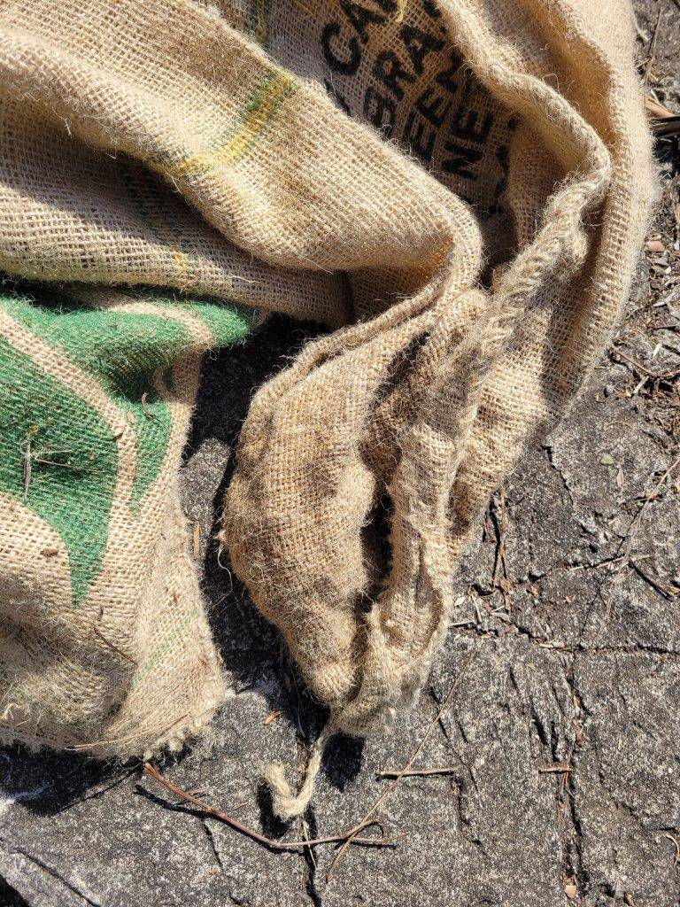 麻袋の底の方が湿っている